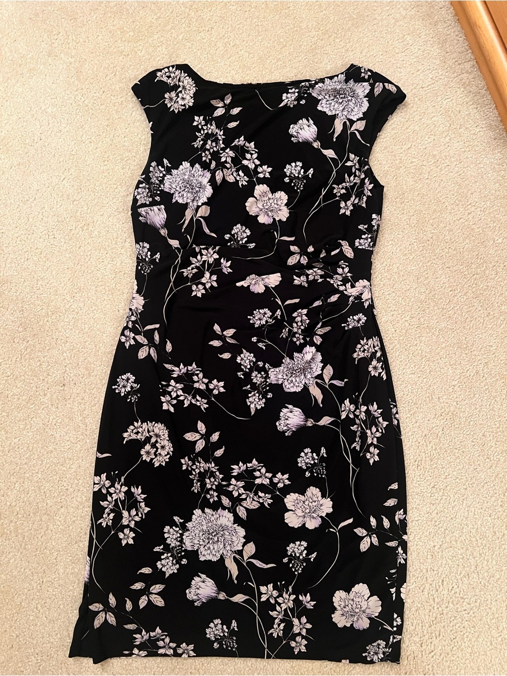 Ralph Lauren Black Midi Dress with Floral Print